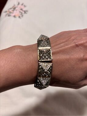 Two-Tone Pyramid Crystal Stretch Bracelet - Women's Jewelry